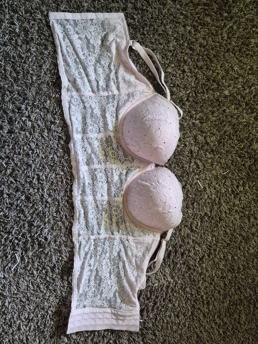 PINK Victoria's Secret Pale Pink Lace Longline Bra
